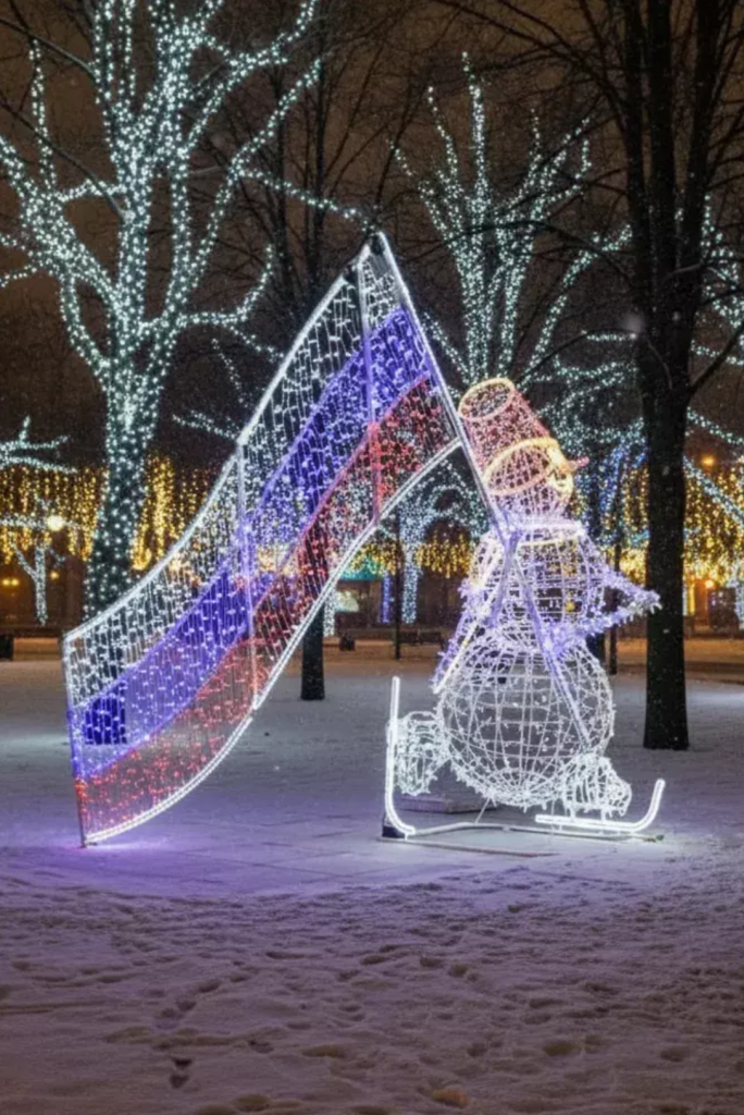снеговик с флагом